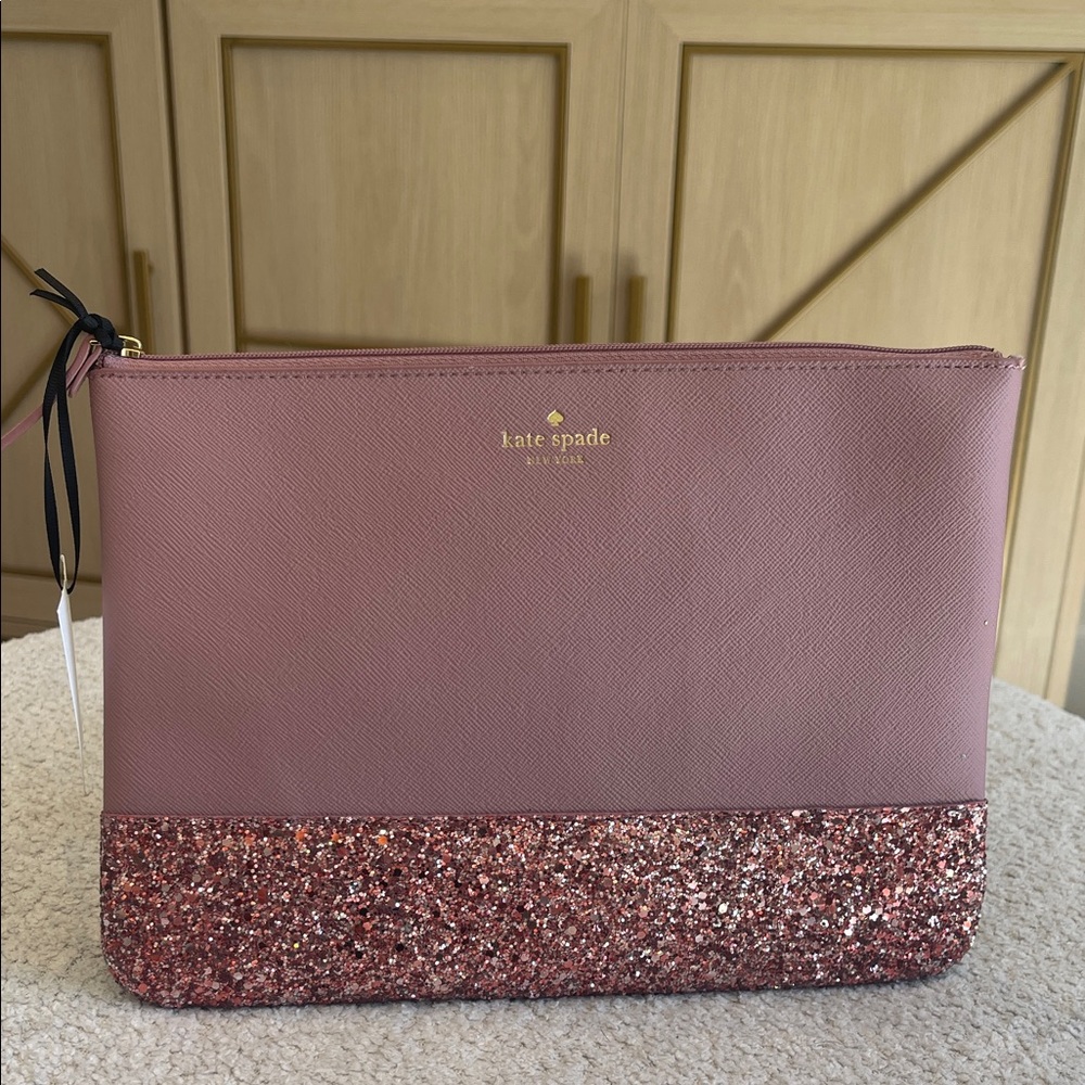 NWT Kate Spade Mauve and Glitter Clutch